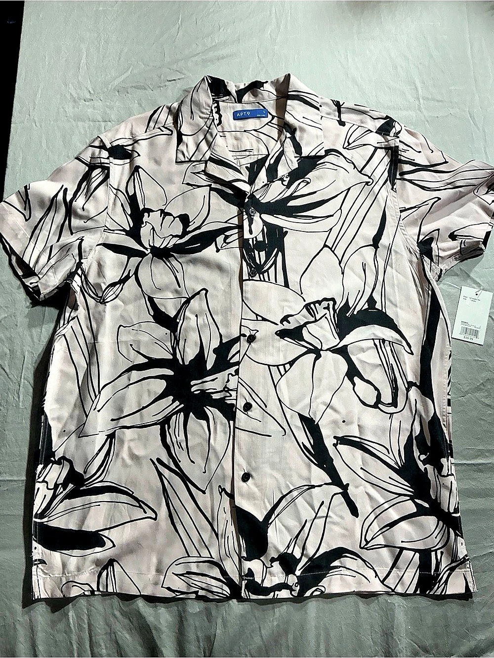Apt. 9 Floral Button Down Shirt Pink & Black Large NWT